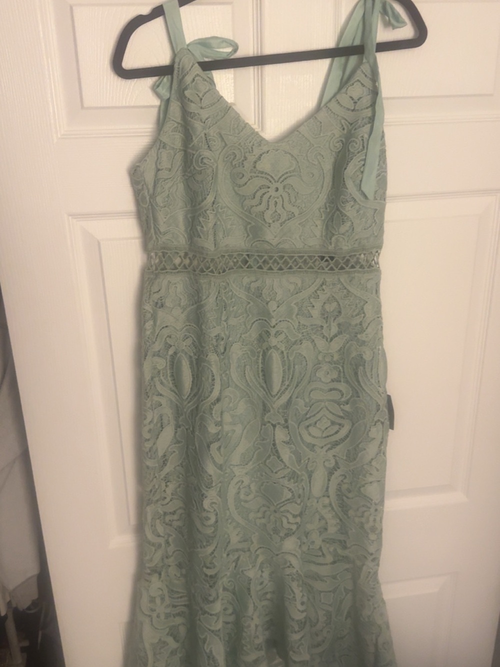 Lulu's Sage Green Lace High Low Midi Dress - Picture 7 of 7